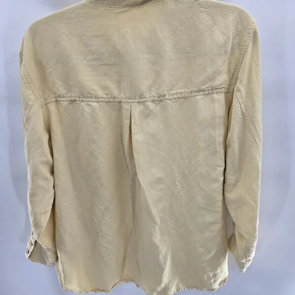 H&M Butter Yellow Linen Blend Long-Sleeve Button Down Shirt Small - Picture 2 of 8